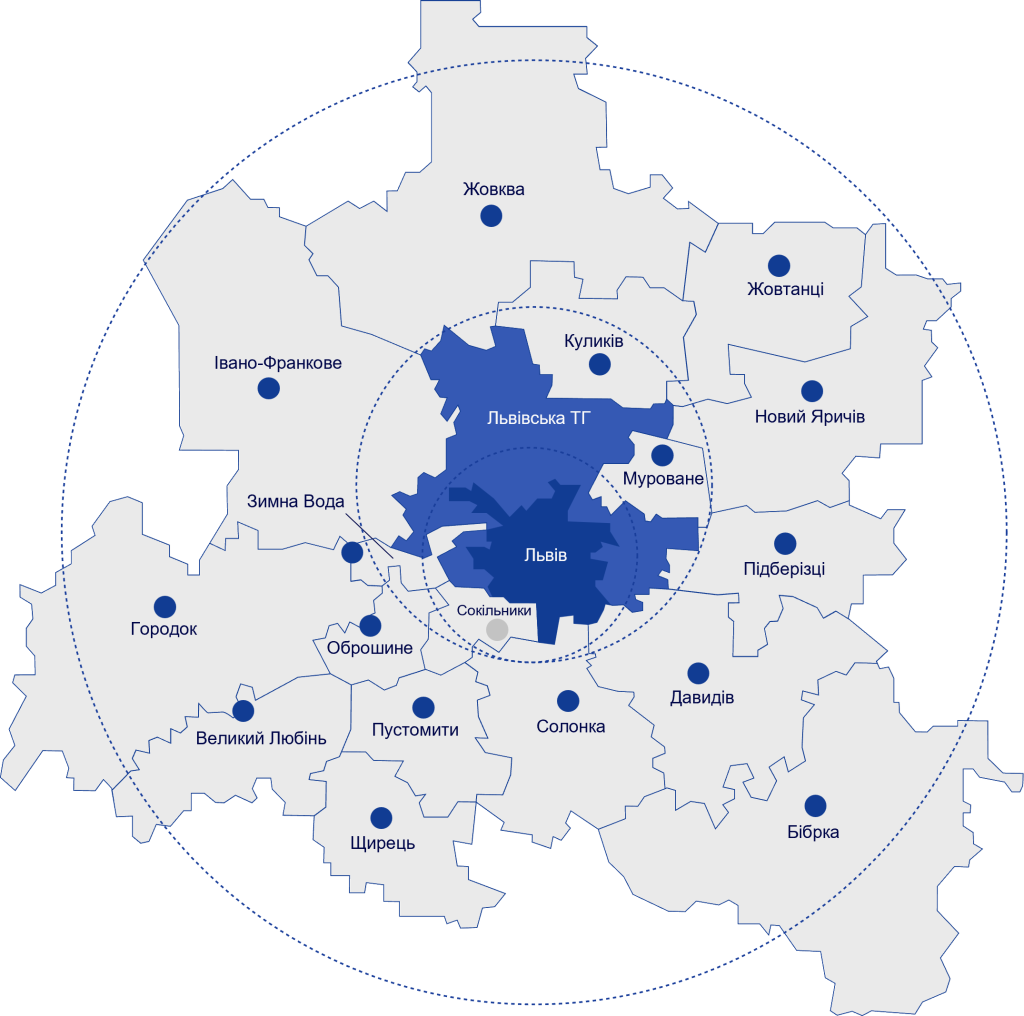 карта Львівської агломерації