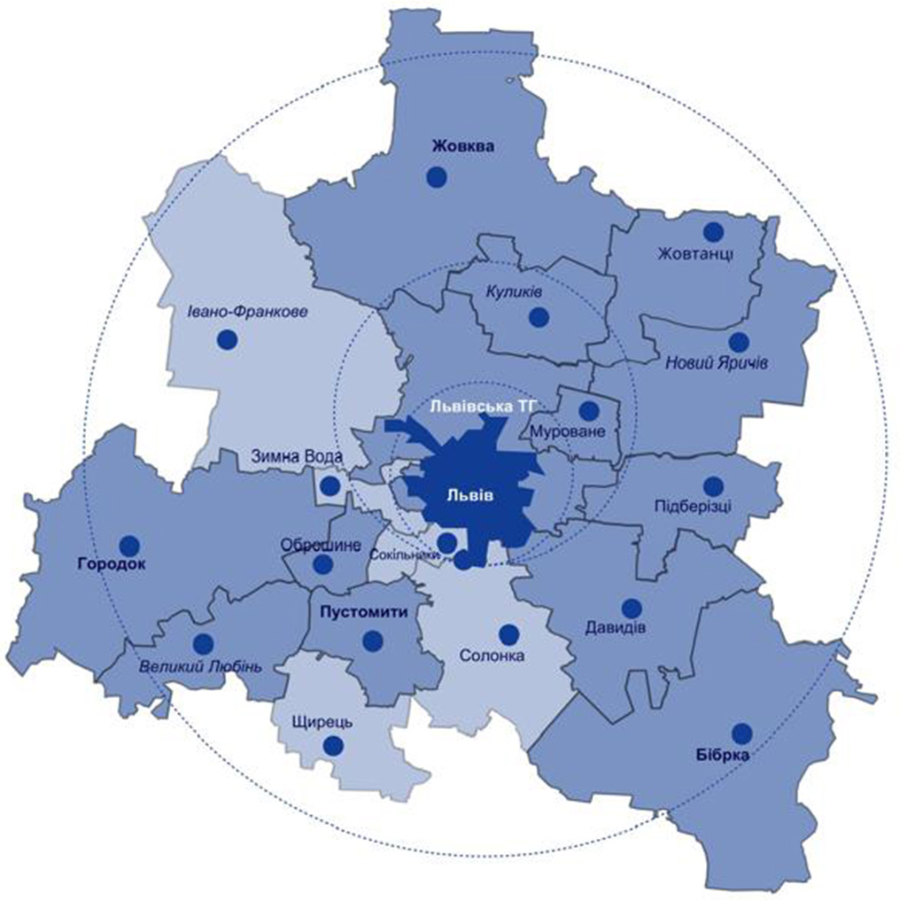 карта Львівської агломерації